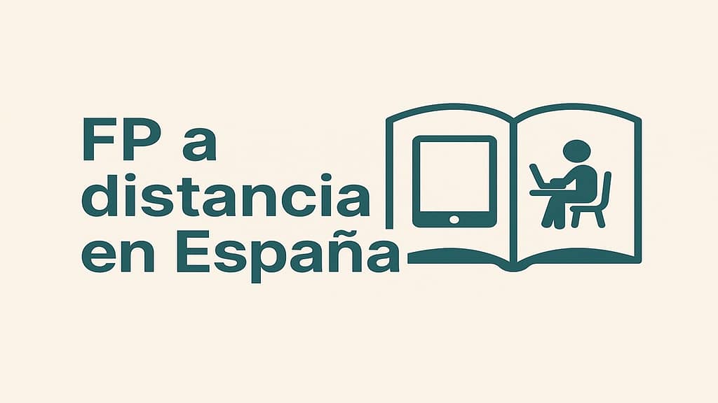 Ilustración minimalista sobre FP a distancia en España